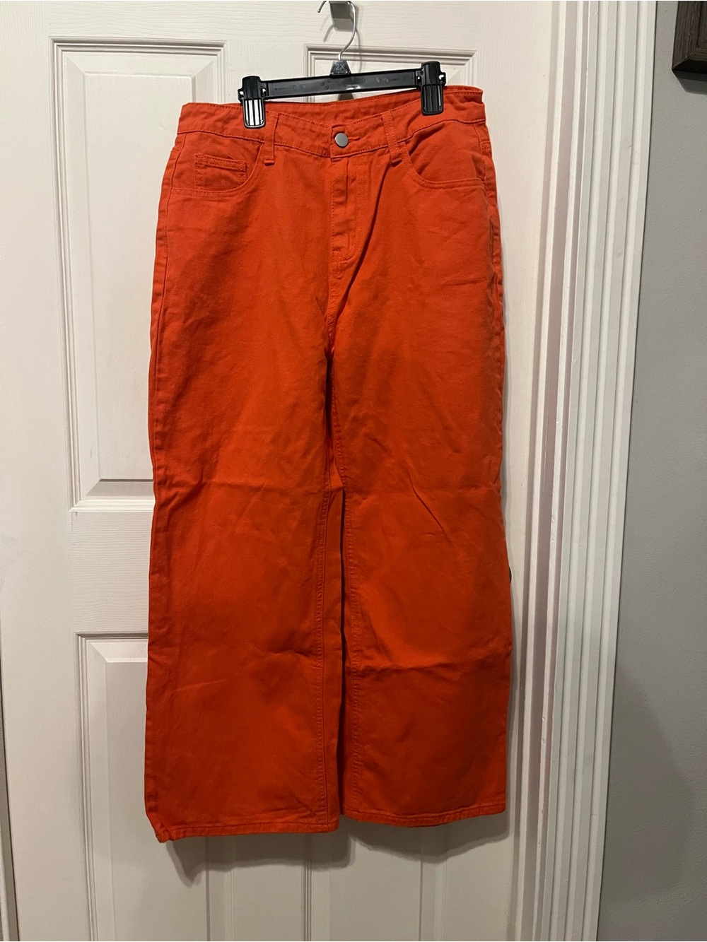 High-Rise Orange Wide-Leg Jeans for Women